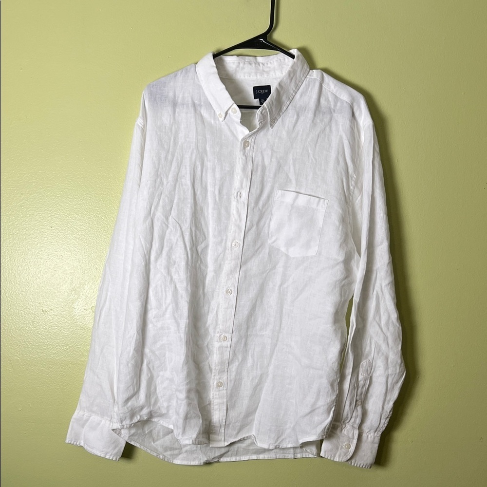 J. Crew White Casual Linen Button-Down Shirt. Men’s XL Slim Fit

P2P 24”